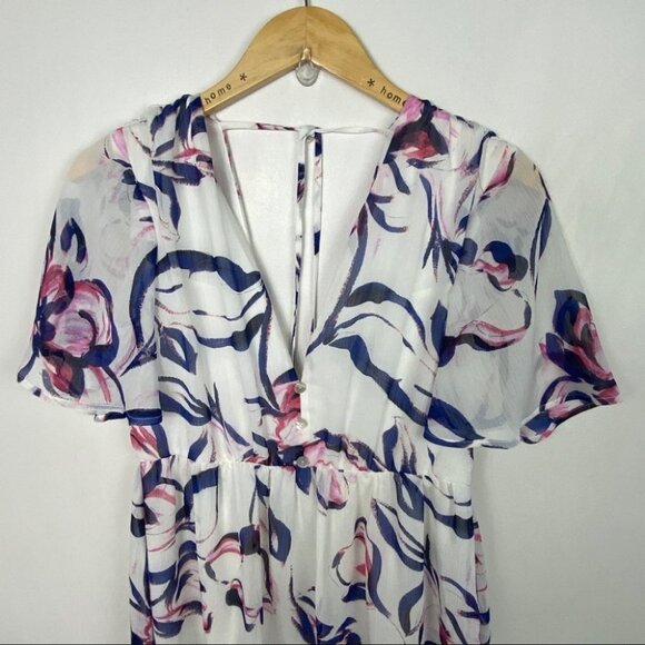 NWT Show Me Your Mumu Floral Mini Dress Bohemian White Pink Blue New Tags Boho M - Picture 4 of 7